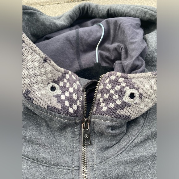 Lululemon Live Simply Ikat Apres Knit Ski Scuba Hoodie, Grey, sz 6 - Picture 5 of 14